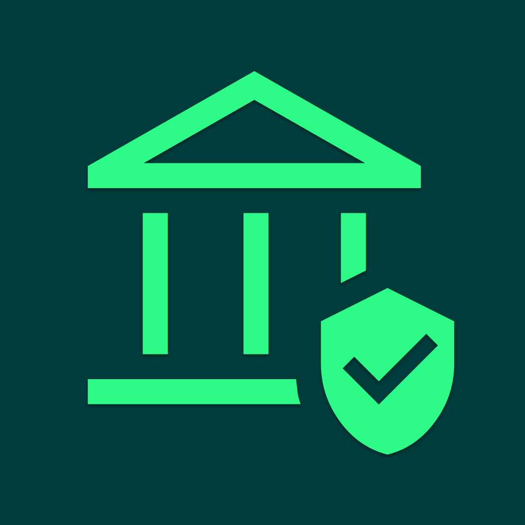 Neongrünes Icon für Compliance auf dunkelgrünem Hintergrund