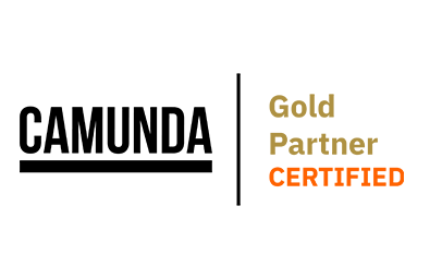 Camunda Gold Partner-Logo, das die Partnerschaft mit Camunda im Bereich Prozessautomatisierung und Workflow-Management anzeigt.