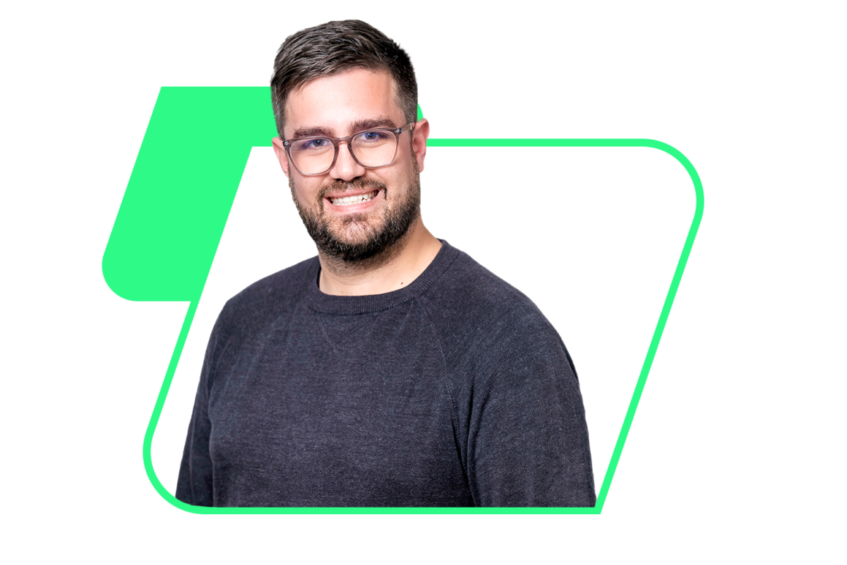 Conré Forie als Profilbild in eine Raute gesetzt